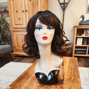 NWT  Dark Auburn Wig with Bangs Color 30/33 Dark Brown Roots with Dark Auburn
